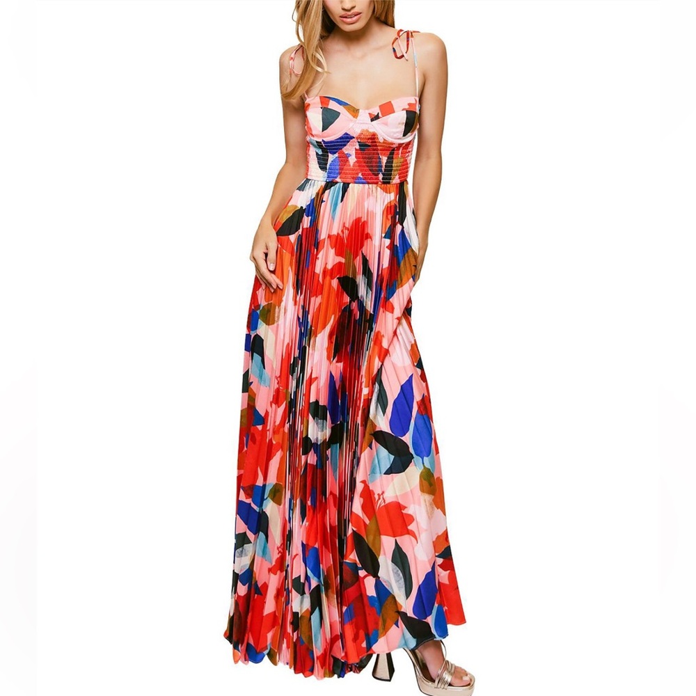 Hutch Ayla Pleated Floral Maxi Dress